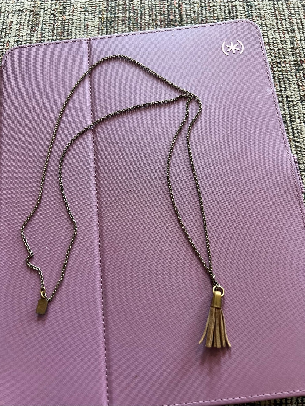 SL logo on Leather tassel Pendant Necklace